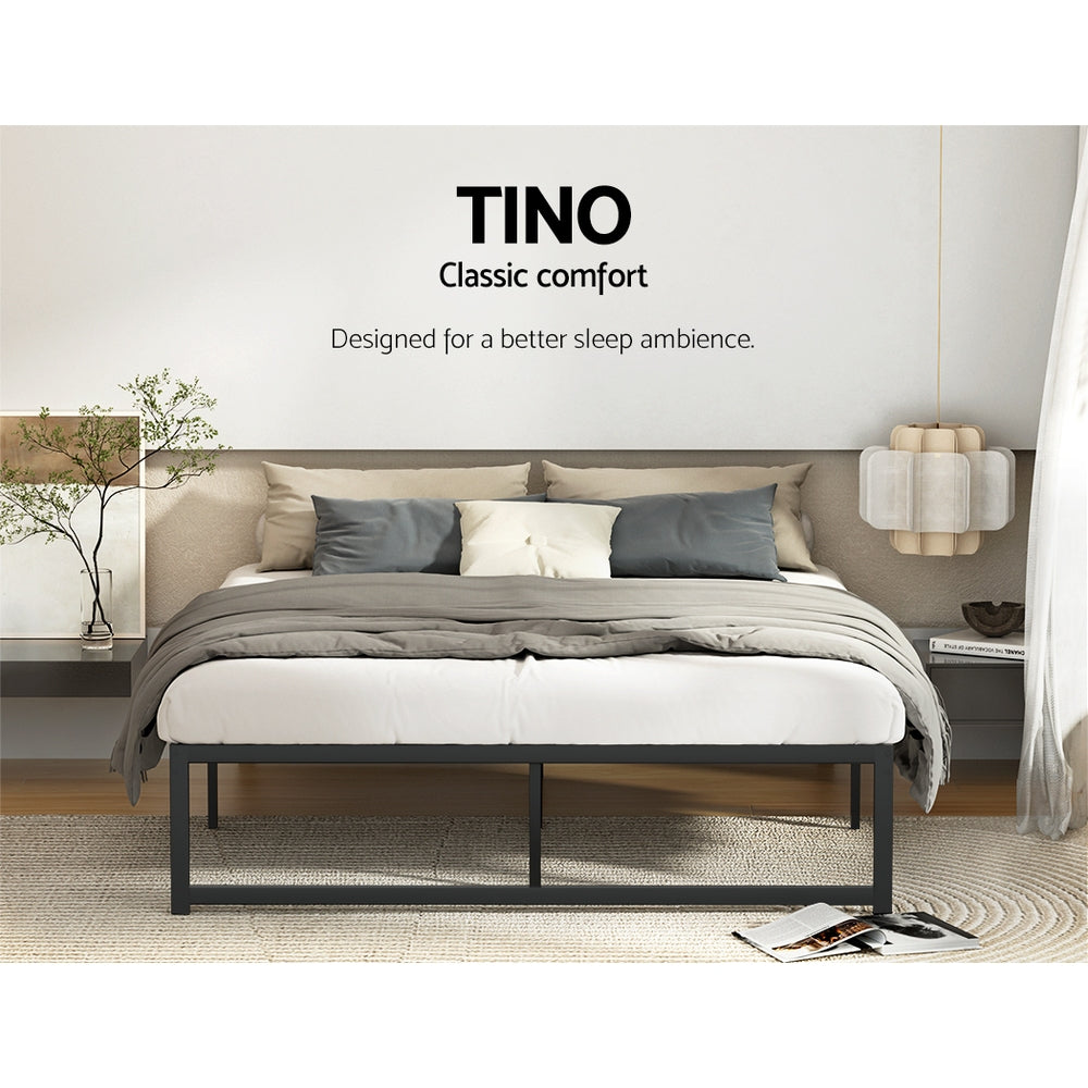 Artiss Bed Frame Metal Platform Double Size Bed Base Mattress Black TINO Artiss