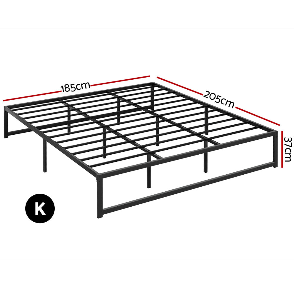 Artiss Bed Frame Metal Platform King Size Bed Base Mattress Black TINO Artiss