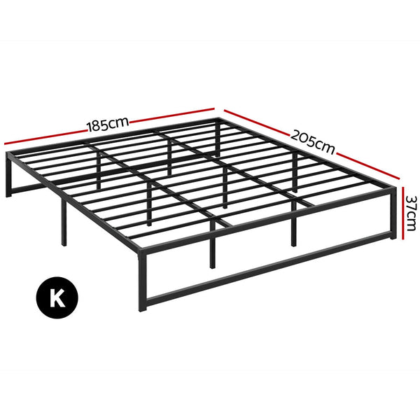 Artiss Bed Frame Metal Platform King Size Bed Base Mattress Black TINO Artiss