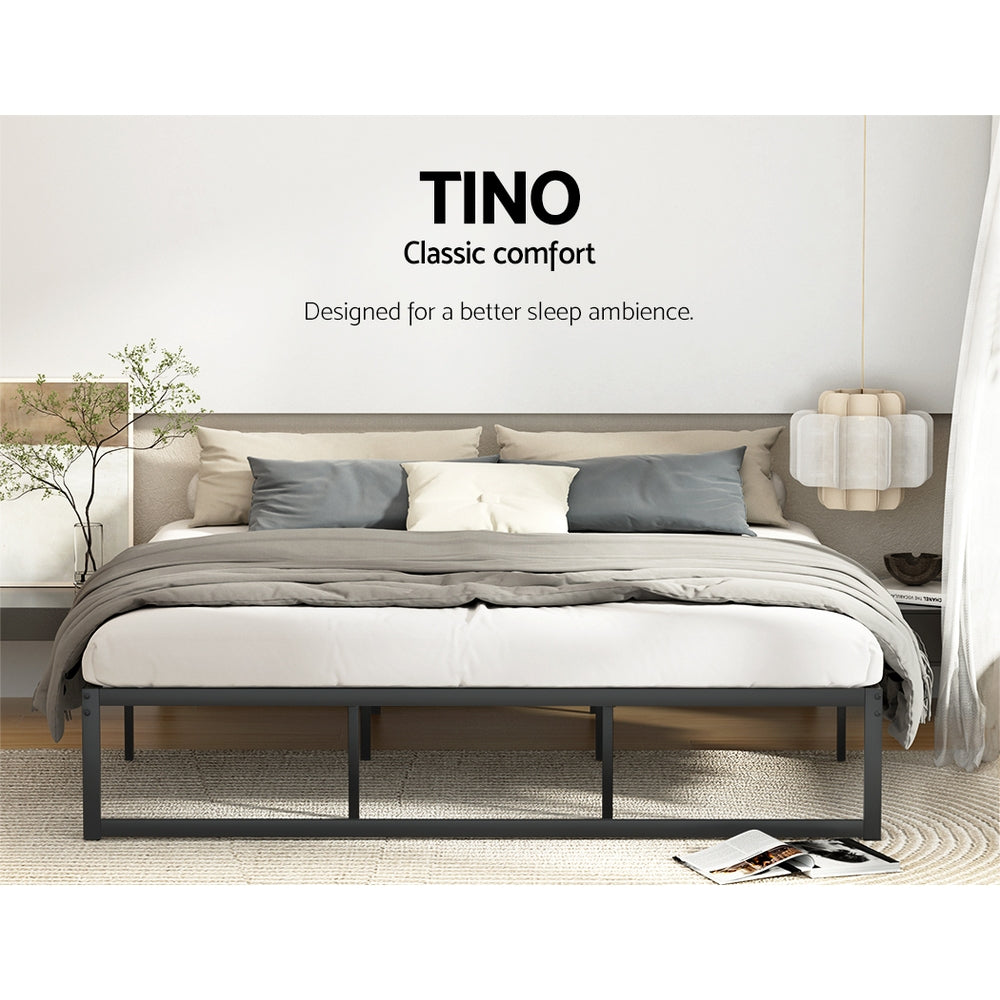 Artiss Bed Frame Metal Platform King Size Bed Base Mattress Black TINO Artiss