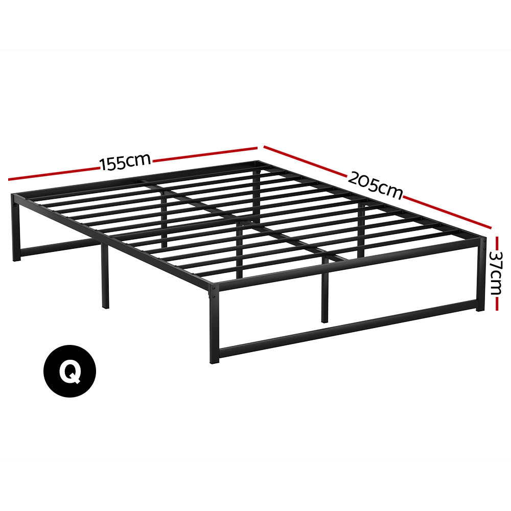 Artiss Bed Frame Metal Platform Queen Size Bed Base Mattress Black TINO Artiss