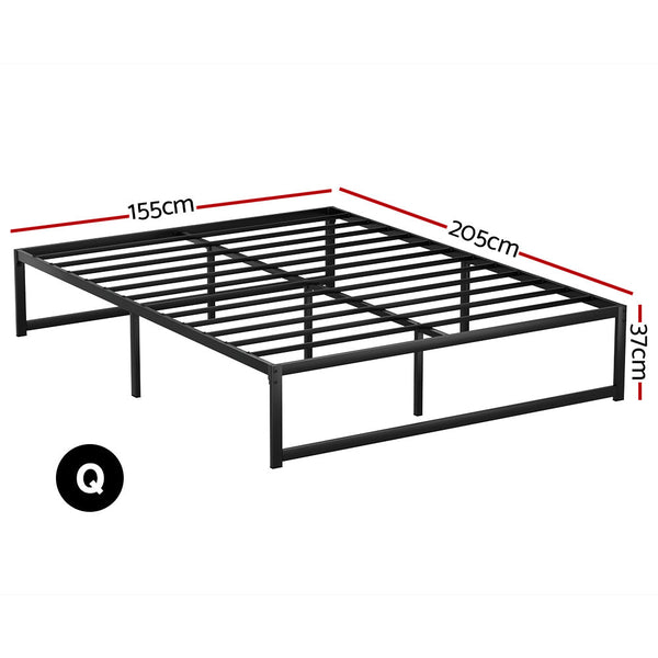 Artiss Bed Frame Metal Platform Queen Size Bed Base Mattress Black TINO Artiss