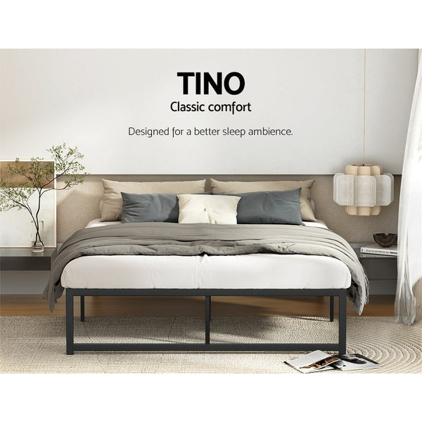 Artiss Bed Frame Metal Platform Queen Size Bed Base Mattress Black TINO Artiss