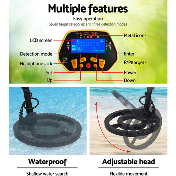 LCD Screen Metal Detector with Headphones - Yellow freeshipping - Awezingly
