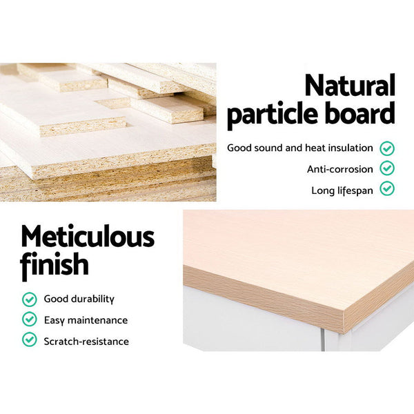 Artiss Metal Desk with Shelves - White with Oak Top Artiss