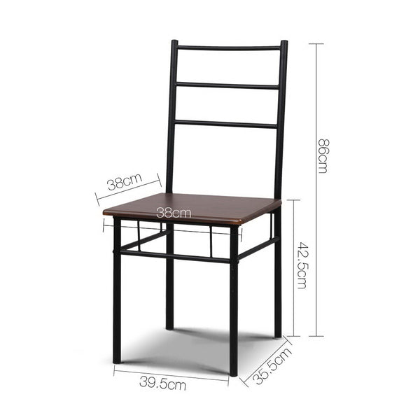 Artiss Metal Table and Chairs - Walnut & Black freeshipping - Awezingly