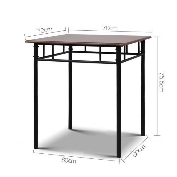 Artiss Metal Table and Chairs - Walnut & Black freeshipping - Awezingly