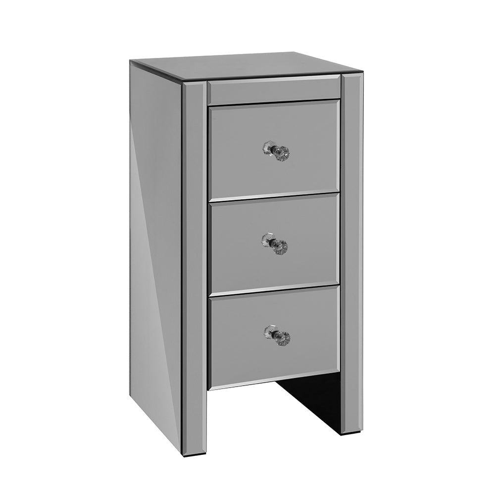Artiss Mirrored Bedside Tables Drawers Crystal Chest Nightstand Glass Grey freeshipping - Awezingly