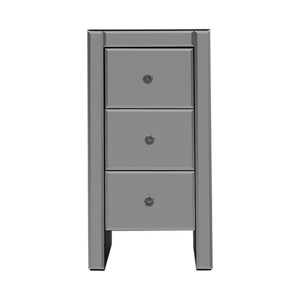 Artiss Mirrored Bedside Tables Drawers Crystal Chest Nightstand Glass Grey freeshipping - Awezingly