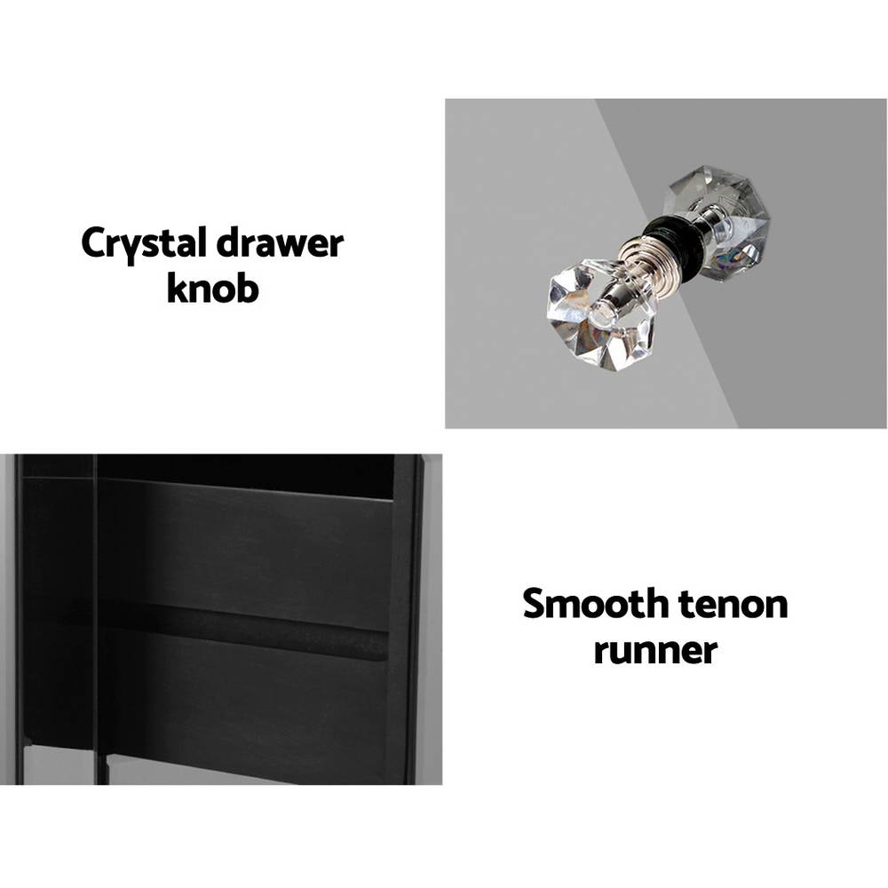 Artiss Mirrored Bedside Tables Drawers Crystal Chest Nightstand Glass Grey freeshipping - Awezingly