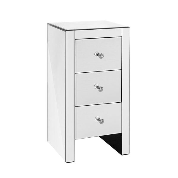 Artiss Mirrored Bedside table Drawers Furniture Mirror Glass Quenn Silver freeshipping - Awezingly