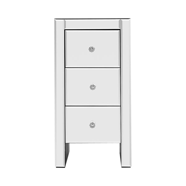 Artiss Mirrored Bedside table Drawers Furniture Mirror Glass Quenn Silver freeshipping - Awezingly