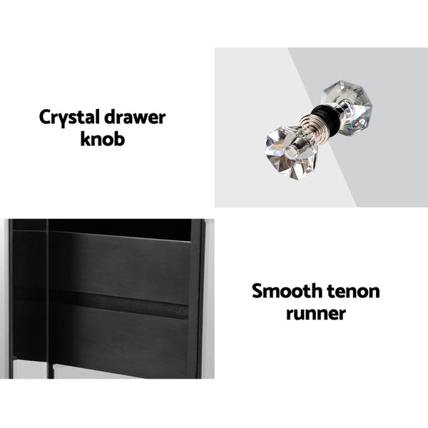 Artiss Mirrored Bedside table Drawers Furniture Mirror Glass Quenn Silver freeshipping - Awezingly