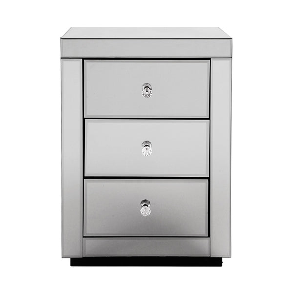 Artiss Mirrored Bedside table Drawers Furniture Mirror Glass Presia Smoky Grey freeshipping - Awezingly