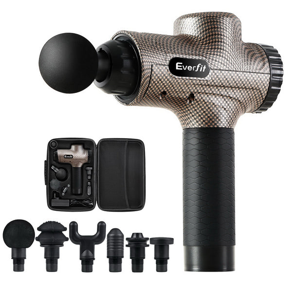 Everfit Massage Gun 6 Heads Massager Electric LCD Vibration Relief Percussion freeshipping - Awezingly