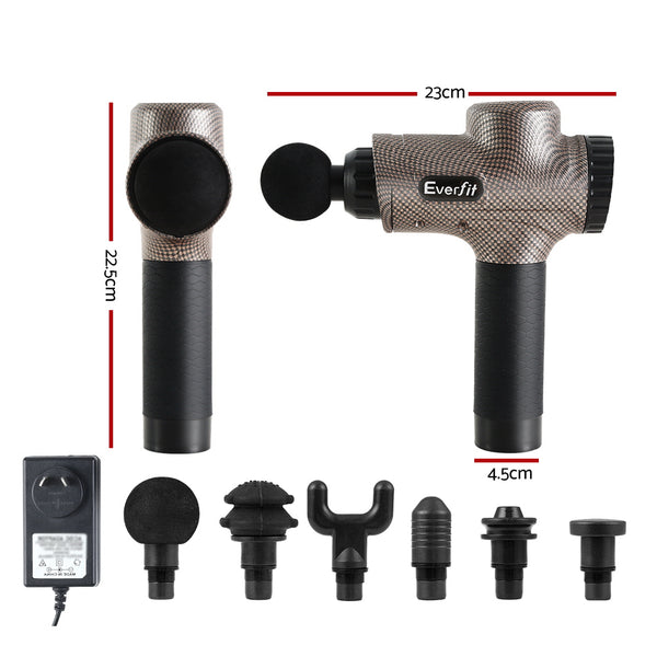 Everfit Massage Gun 6 Heads Massager Electric LCD Vibration Relief Percussion freeshipping - Awezingly
