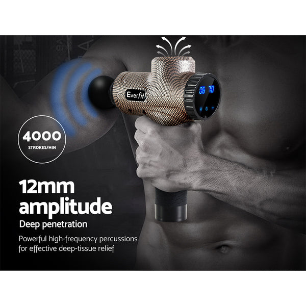Everfit Massage Gun 6 Heads Massager Electric LCD Vibration Relief Percussion freeshipping - Awezingly