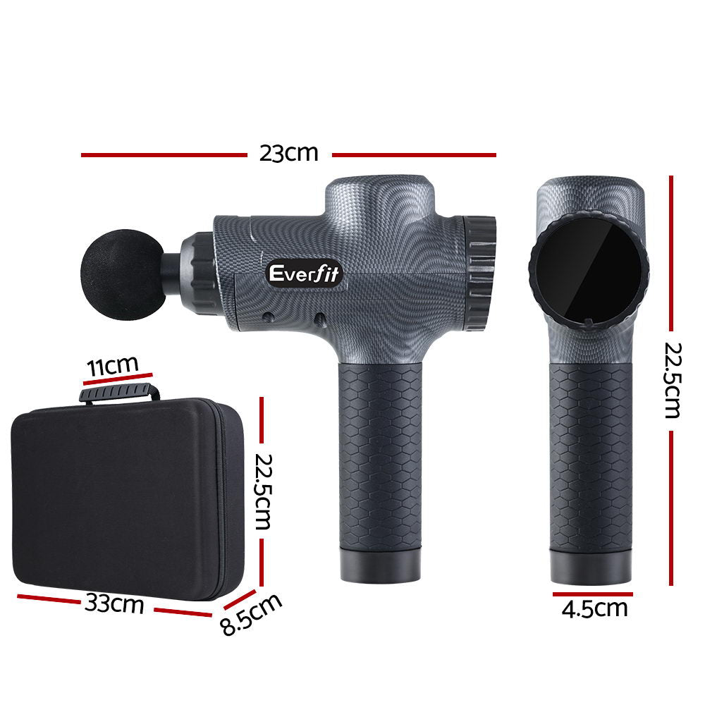 Everfit Massage Gun 6 Heads Massager Electric LCD Vibration Relief Percussion freeshipping - Awezingly