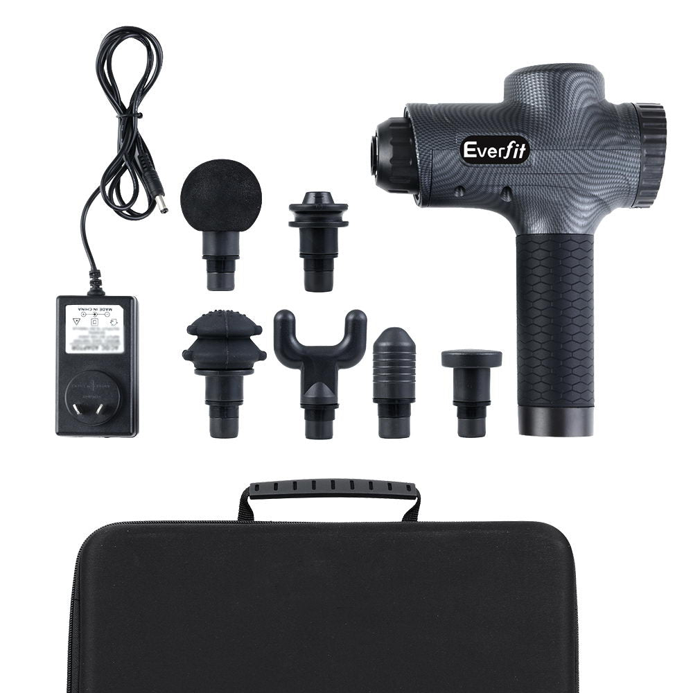 Everfit Massage Gun 6 Heads Massager Electric LCD Vibration Relief Percussion freeshipping - Awezingly