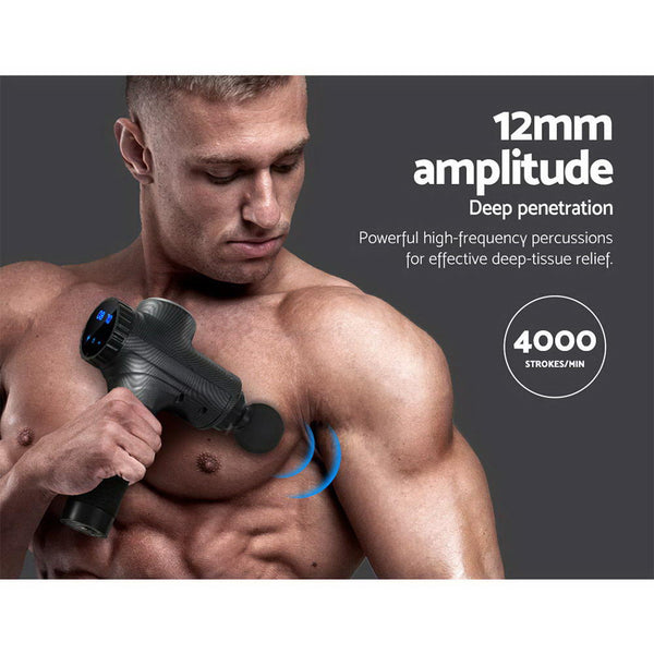 Everfit Massage Gun 6 Heads Massager Electric LCD Vibration Relief Percussion freeshipping - Awezingly