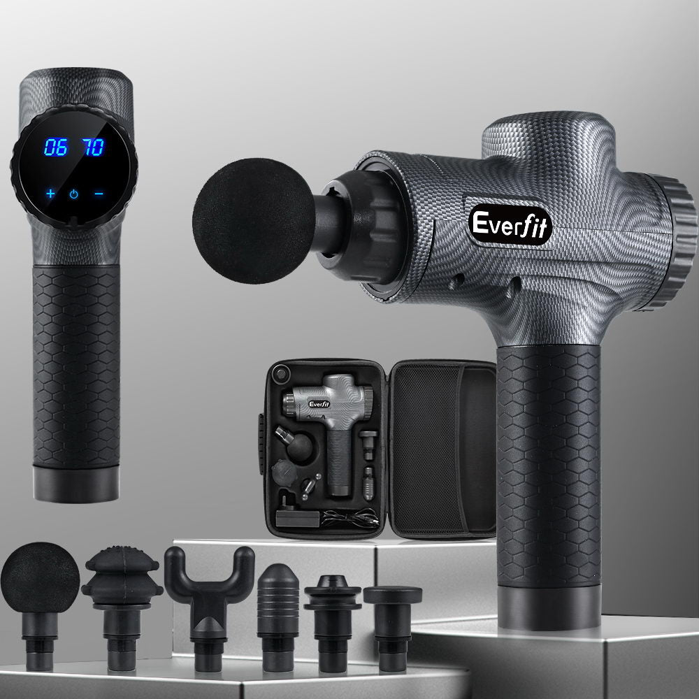 Everfit Massage Gun 6 Heads Massager Electric LCD Vibration Relief Percussion freeshipping - Awezingly