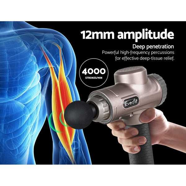 Everfit Massage Gun 6 Heads LCD Electric Massager Vibration Relief Percussion freeshipping - Awezingly