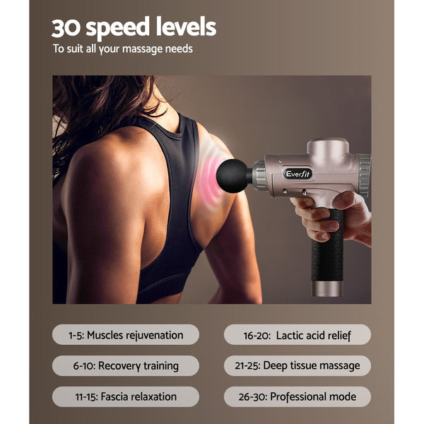 Everfit Massage Gun 6 Heads LCD Electric Massager Vibration Relief Percussion freeshipping - Awezingly