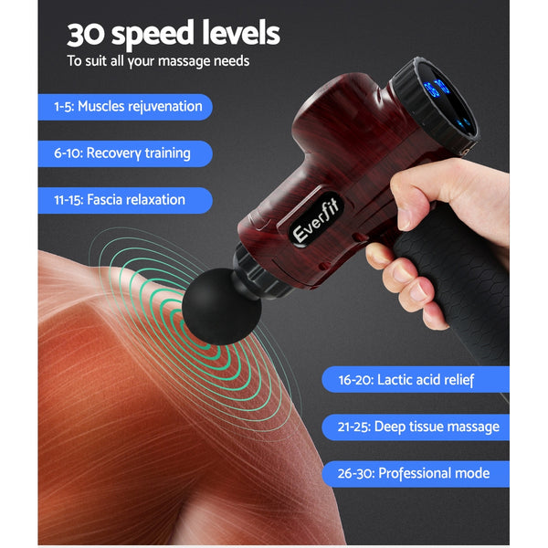 Everfit Massage Gun 6 Heads Electric Massager LCD Vibration Percussion Relief freeshipping - Awezingly