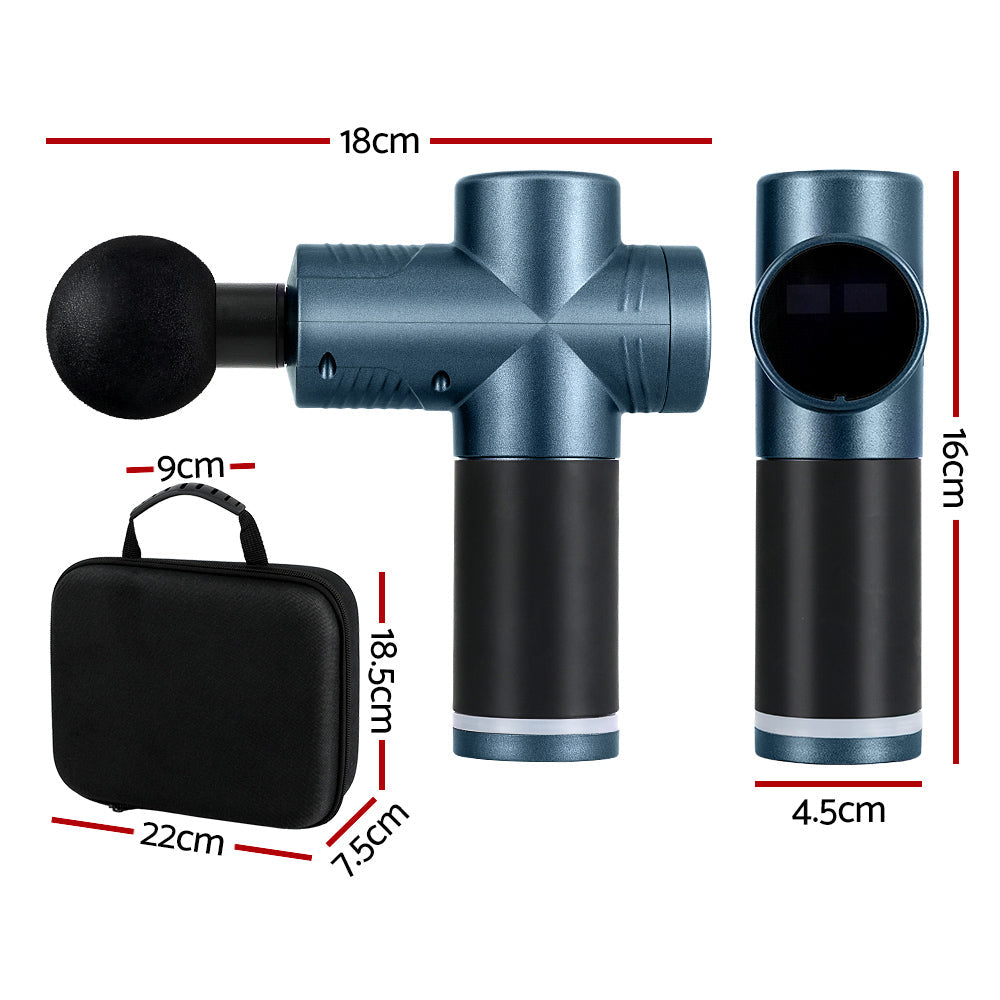 Everfit 30 Speed Massage Gun 4 Head Vibration Muscle Massager Percussion Relief Blue Everfit