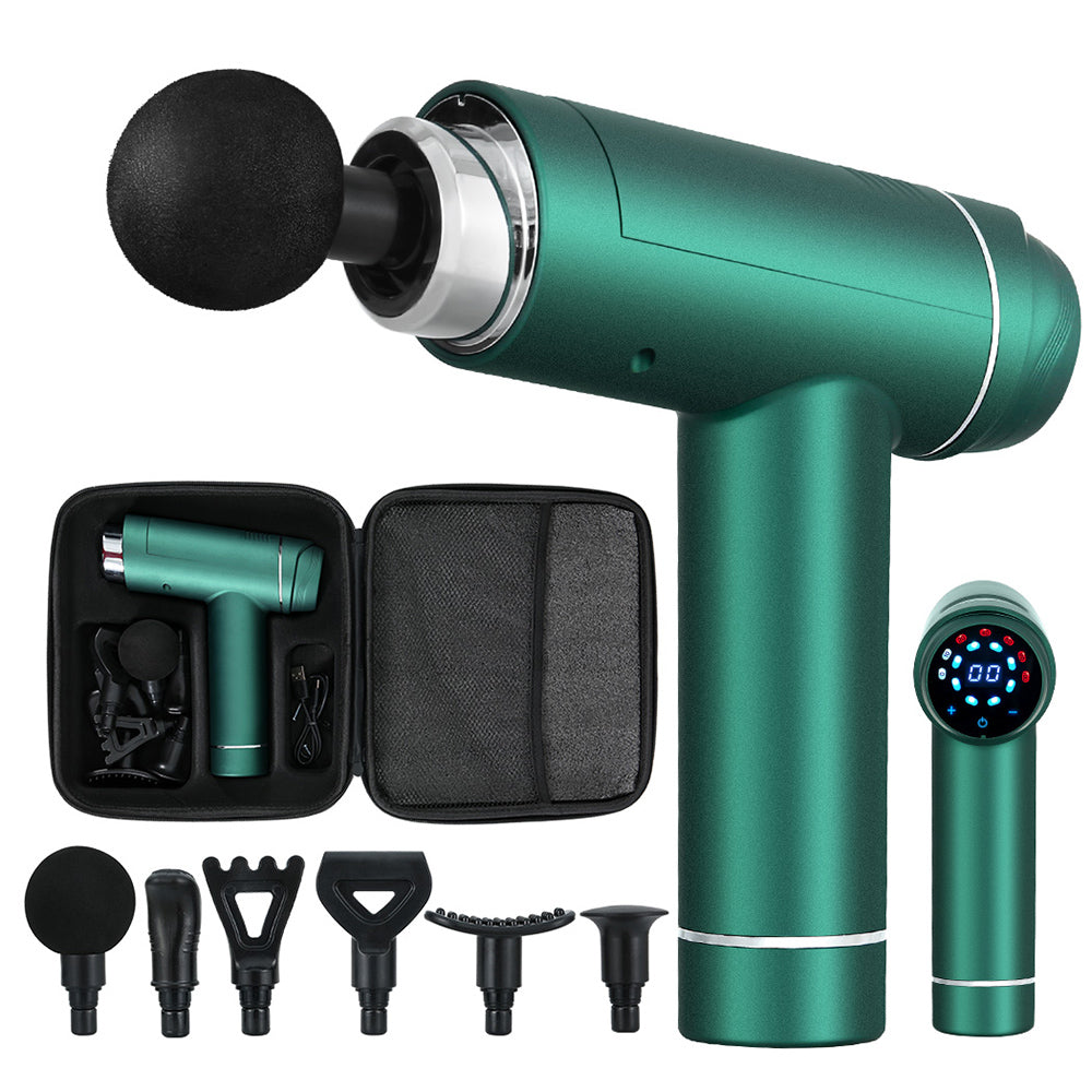 Everfit 30 Speed Massage Gun 6 Head Vibration Muscle Massager Percussion Relief Green Everfit