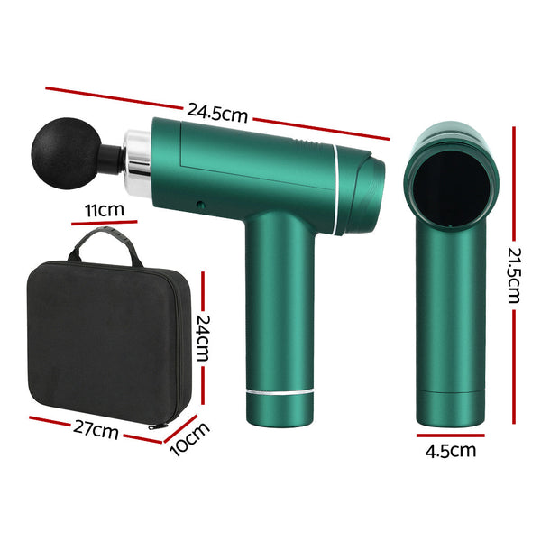 Everfit 30 Speed Massage Gun 6 Head Vibration Muscle Massager Percussion Relief Green Everfit