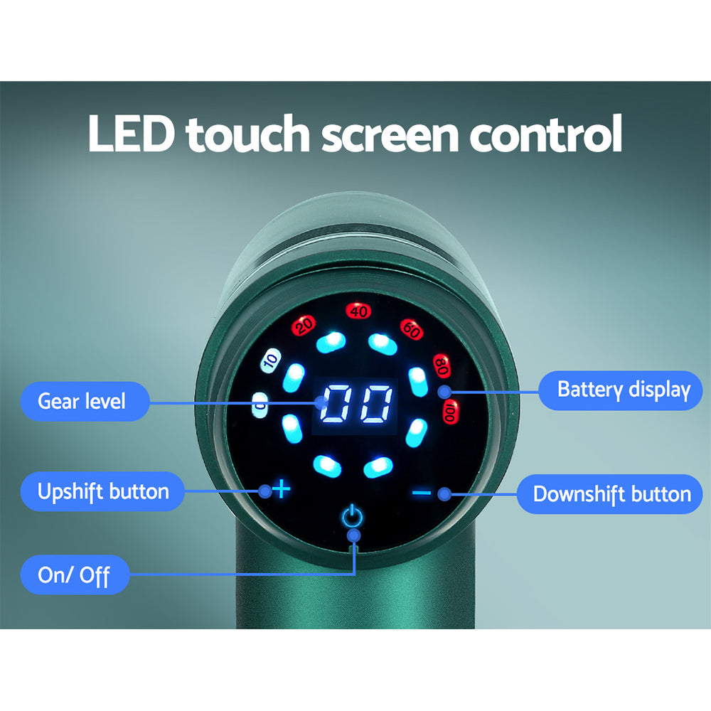 Everfit 30 Speed Massage Gun 6 Head Vibration Muscle Massager Percussion Relief Green Everfit