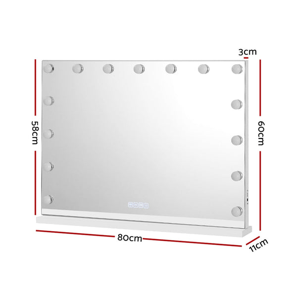 Embellir Bluetooth Makeup Mirror 80X58cm Hollywood with Light Vanity Wall 18 LED Does not apply