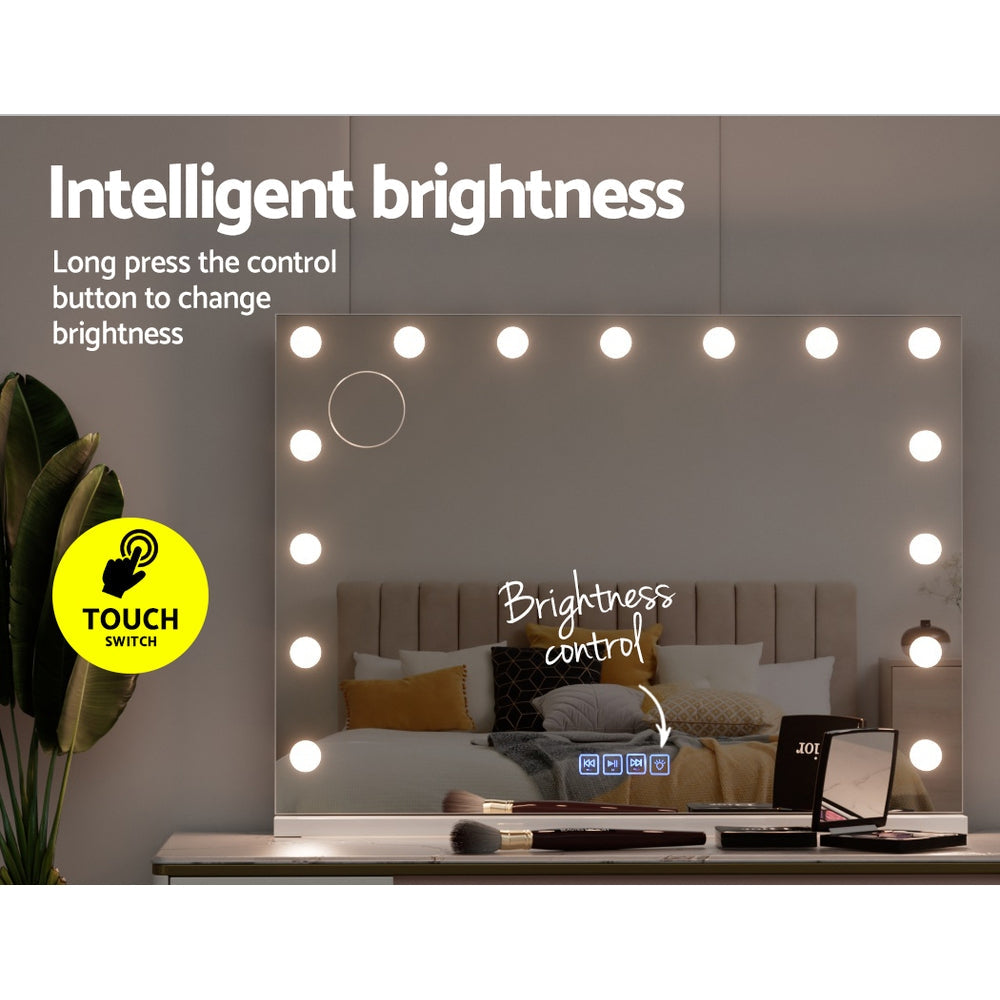 Embellir Bluetooth Makeup Mirror 80X58cm Hollywood with Light Vanity Wall 18 LED Does not apply
