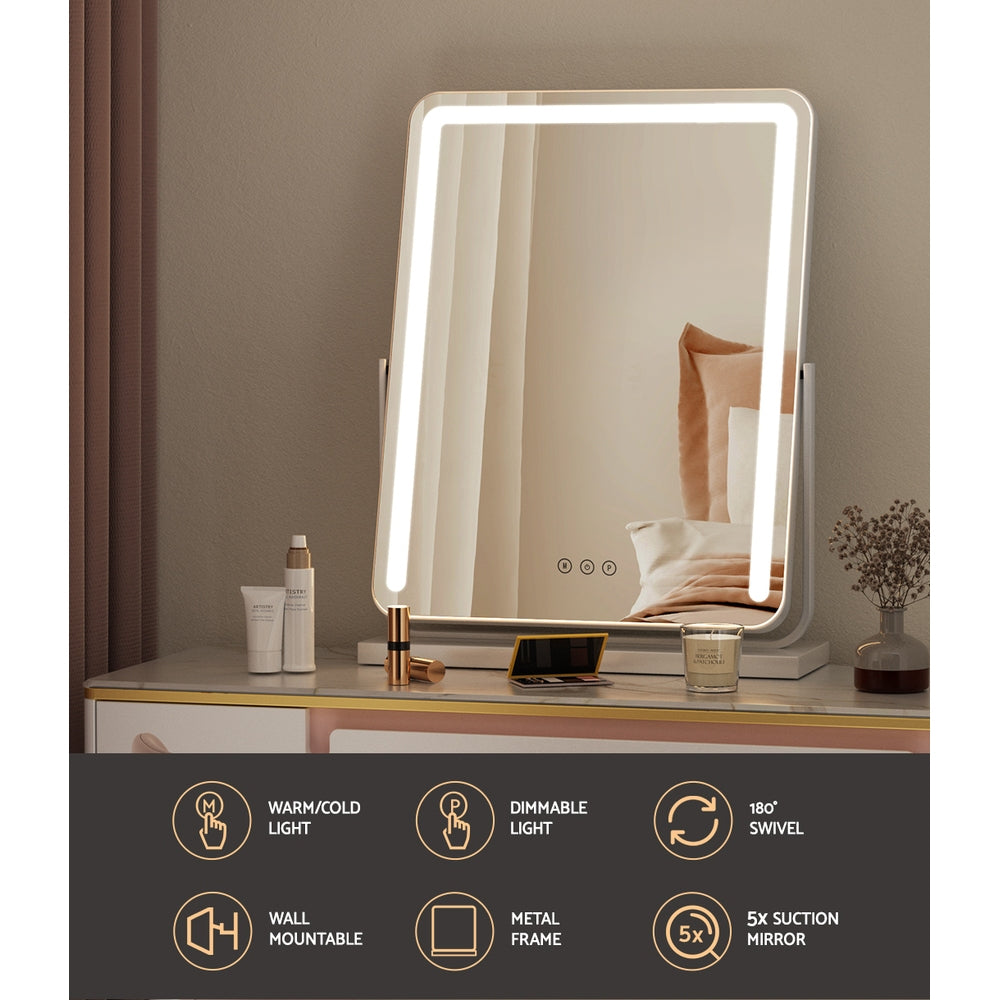 Embellir Makeup Mirror with Lights Hollywood Vanity LED Mirrors White 40X50CM Embellir