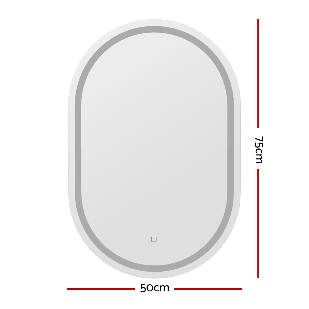 Embellir LED Wall Mirror With Light 50X75CM Bathroom Decor Oval Mirrors Vanity Embellir