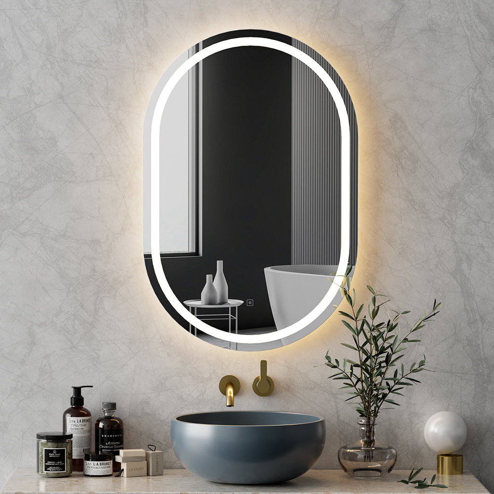 Embellir LED Wall Mirror With Light 50X75CM Bathroom Decor Oval Mirrors Vanity Embellir