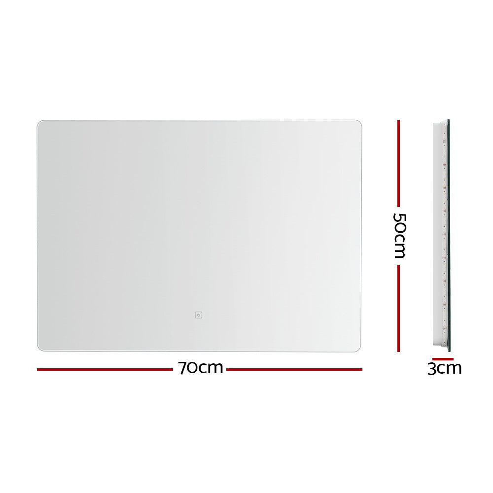 Embellir Wall Mirror 70X50cm with LED Light Bathroom Home Decor Round Rectangle Embellir