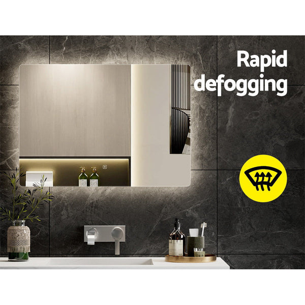 Embellir Wall Mirror 70X50cm with LED Light Bathroom Home Decor Round Rectangle Embellir
