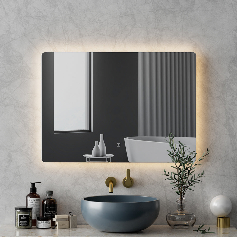 Embellir Wall Mirror 70X50cm with LED Light Bathroom Home Decor Round Rectangle Embellir