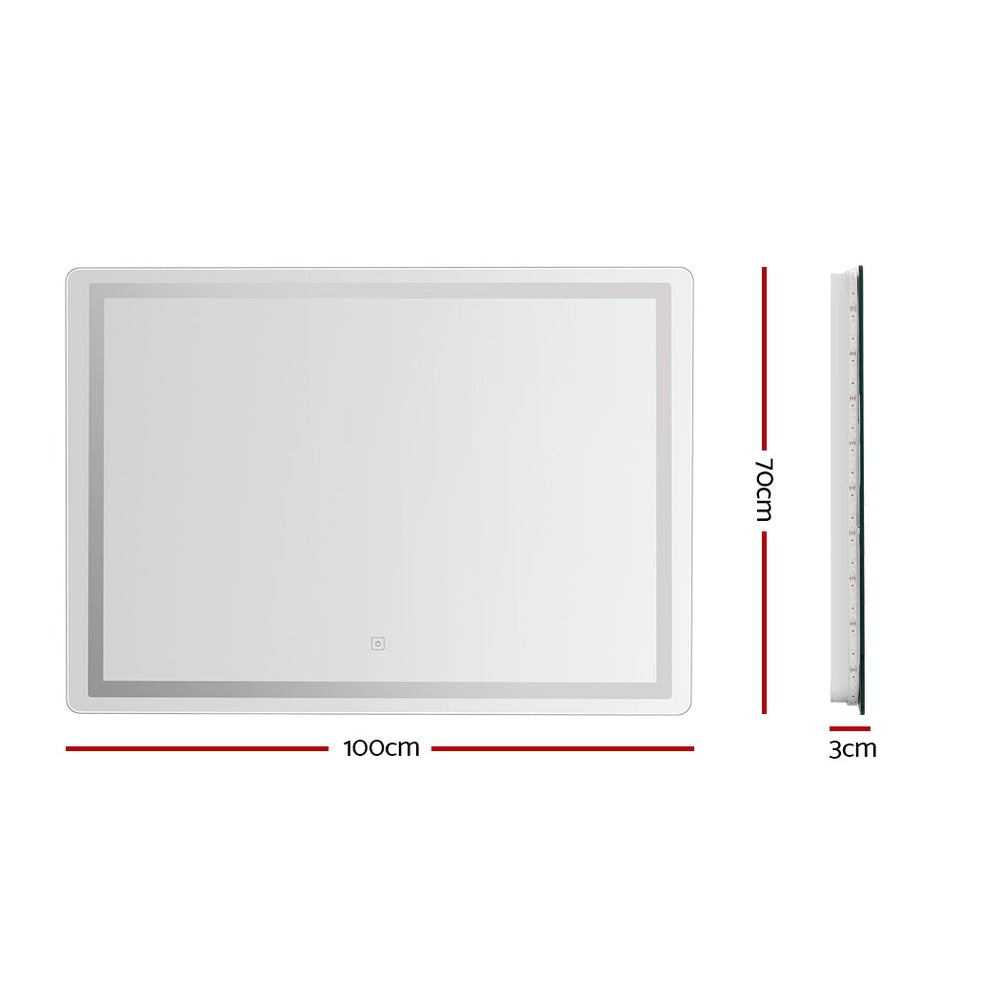 Embellir Wall Mirror 100X70CM with LED Light Bathroom Home Decor Round Rectangle Embellir