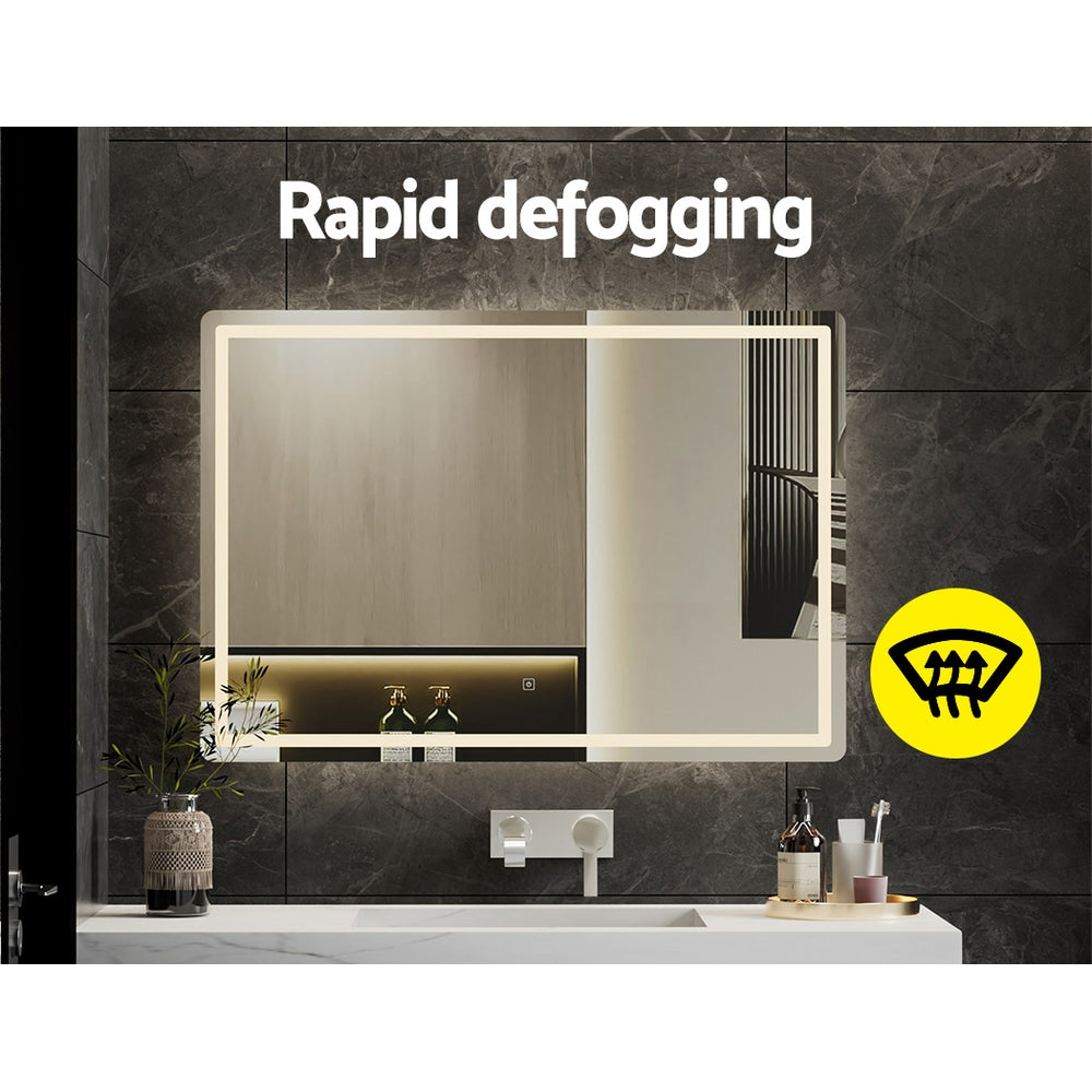 Embellir Wall Mirror 100X70CM with LED Light Bathroom Home Decor Round Rectangle Embellir