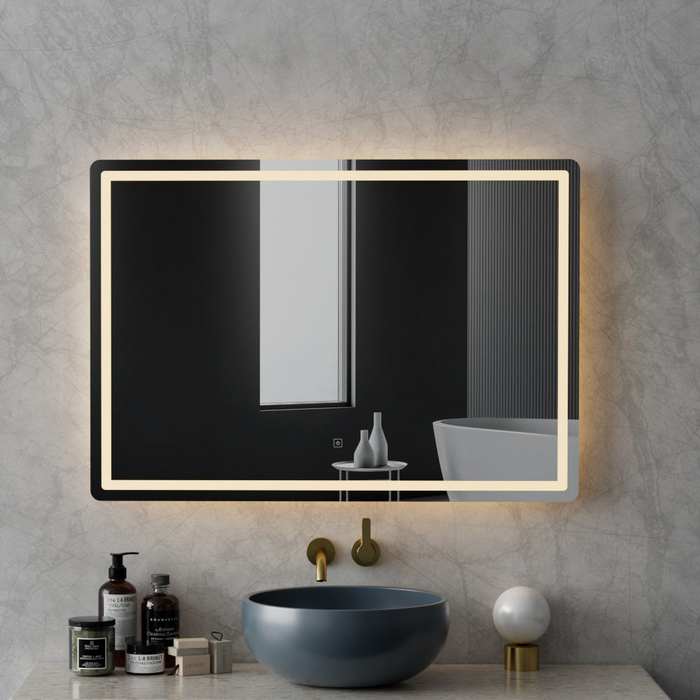 Embellir Wall Mirror 100X70CM with LED Light Bathroom Home Decor Round Rectangle Embellir