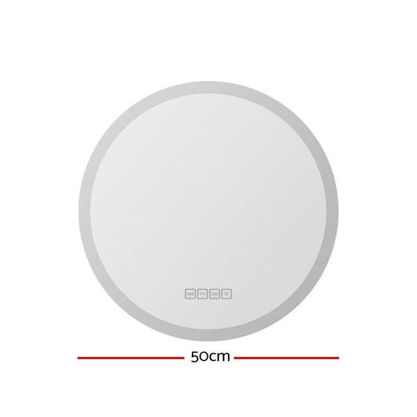 Embellir Bluetooth LED Wall Mirror With Light 50CM Bathroom Decor Round Mirrors Embellir