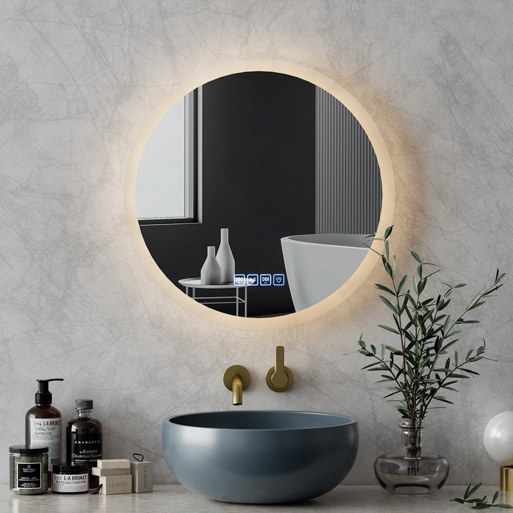 Embellir Bluetooth LED Wall Mirror With Light 50CM Bathroom Decor Round Mirrors Embellir