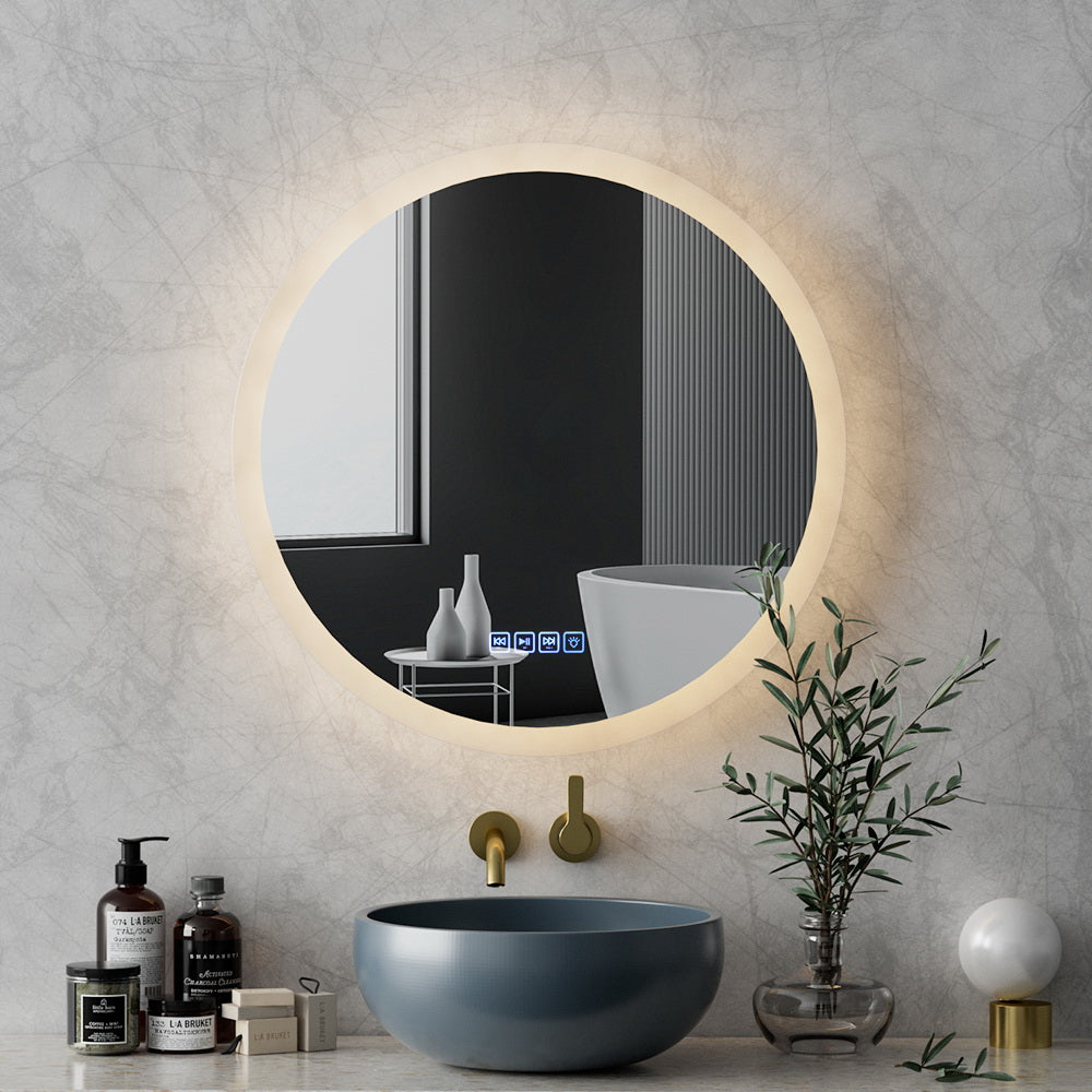 Embellir Bluetooth LED Wall Mirror With Light 60CM Bathroom Decor Round Mirrors Embellir