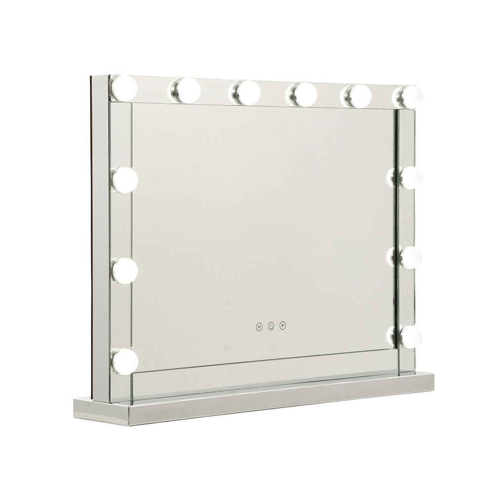 Embellir - 58cm x 46cm Hollywood Makeup Mirror With Light 12 LED Bulbs Vanity Lighted Silver freeshipping - Awezingly