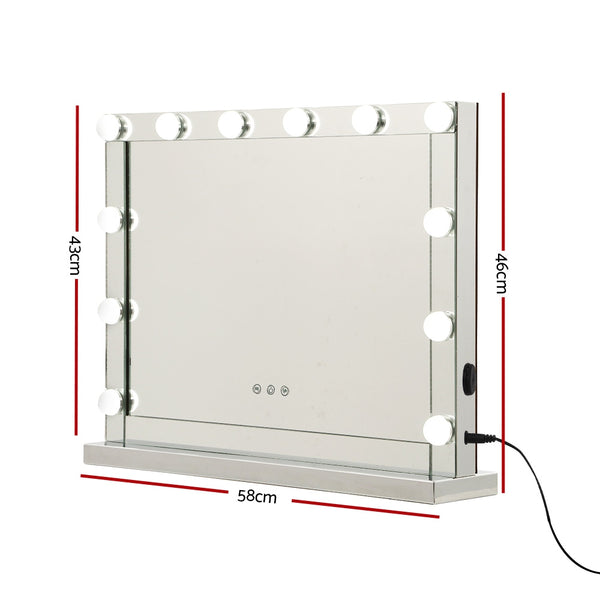 Embellir - 58cm x 46cm Hollywood Makeup Mirror With Light 12 LED Bulbs Vanity Lighted Silver freeshipping - Awezingly