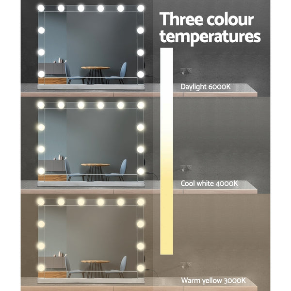 Embellir - 58cm x 46cm Hollywood Makeup Mirror With Light 12 LED Bulbs Vanity Lighted Silver freeshipping - Awezingly