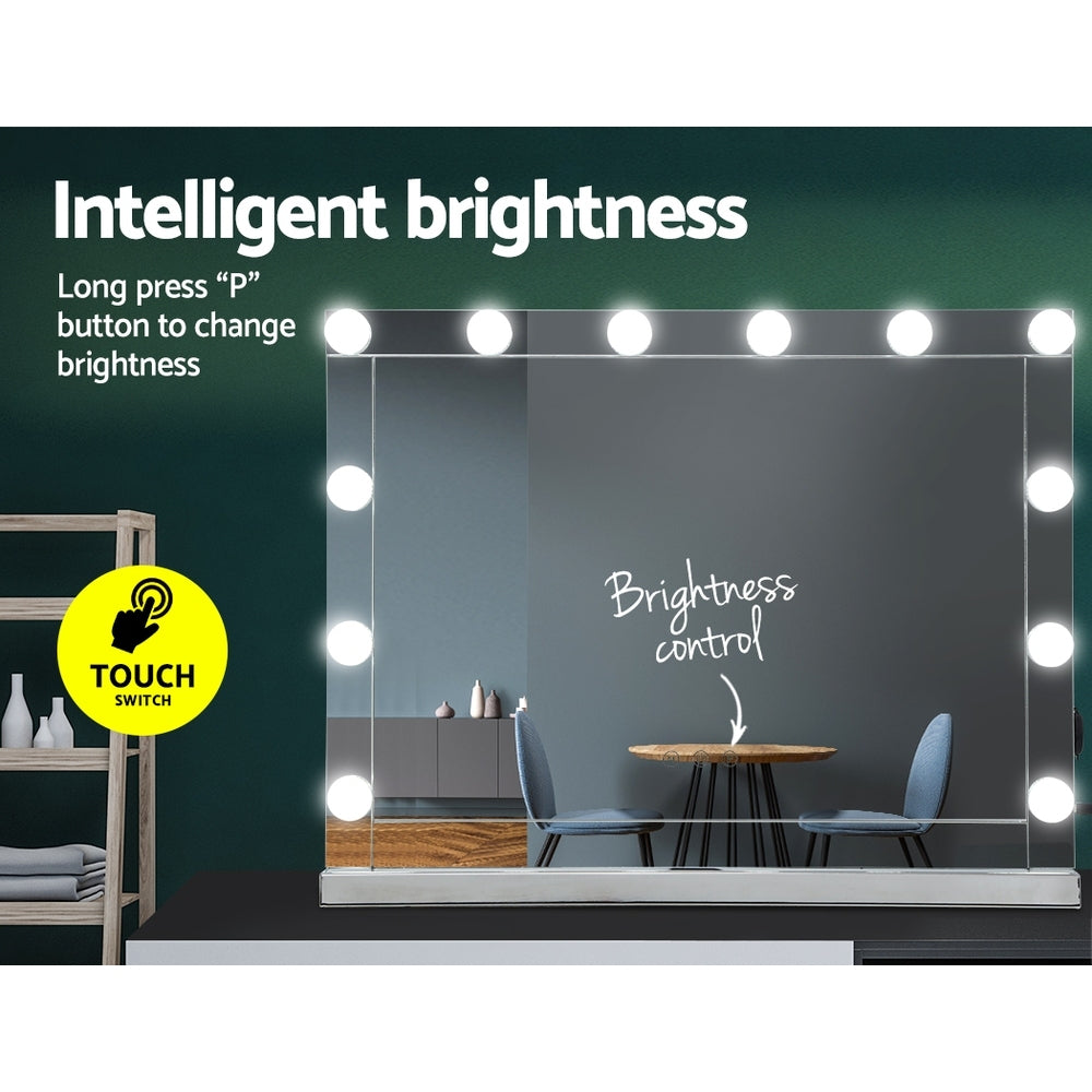 Embellir - 58cm x 46cm Hollywood Makeup Mirror With Light 12 LED Bulbs Vanity Lighted Silver freeshipping - Awezingly
